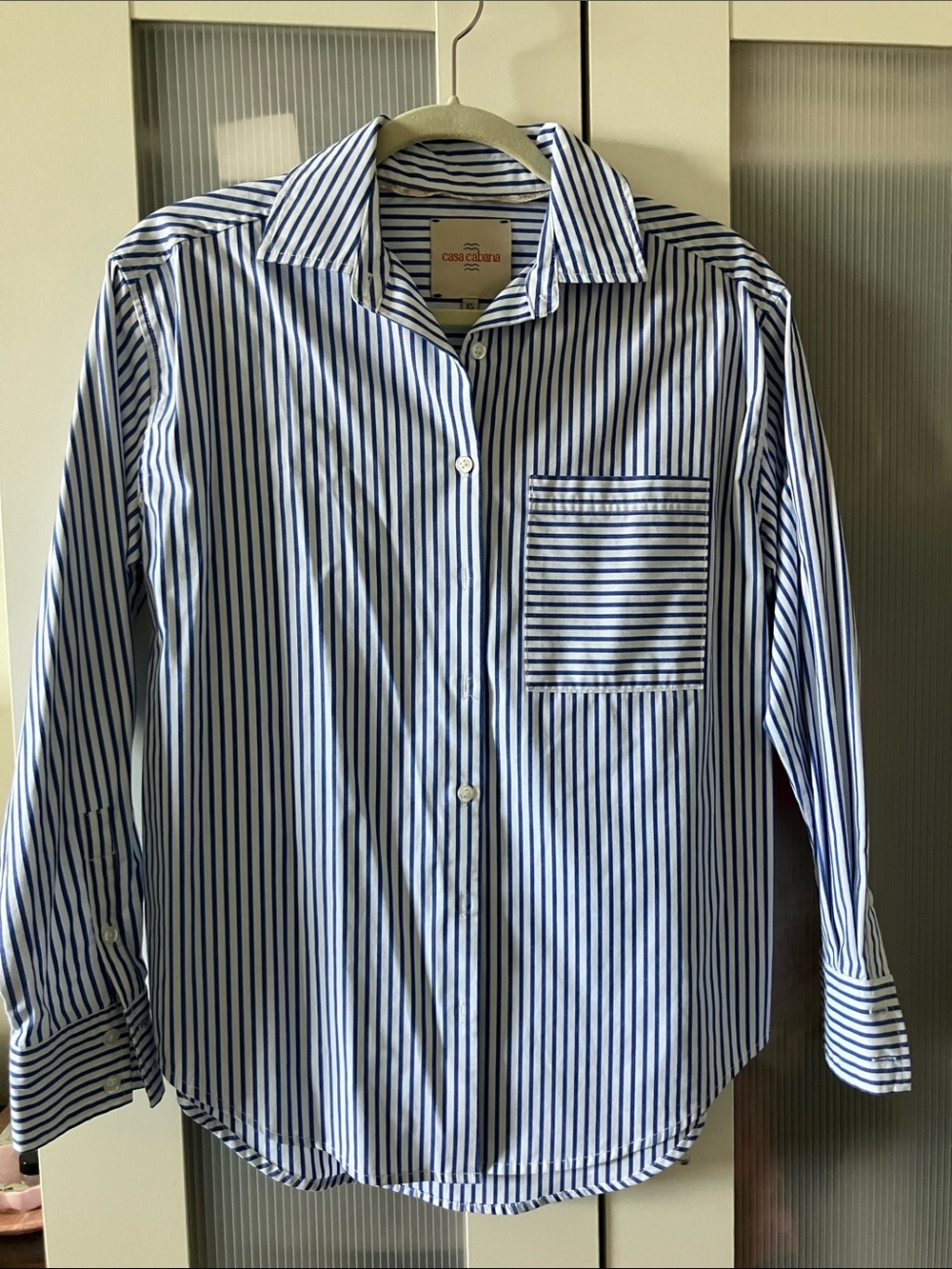 Blue & White Striped Button-Up Shirt